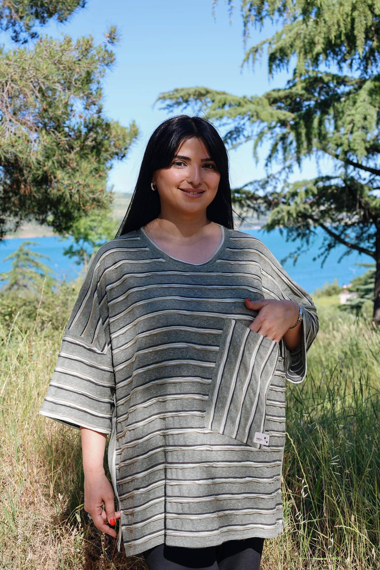 Oversized Striped Linen Tunic
