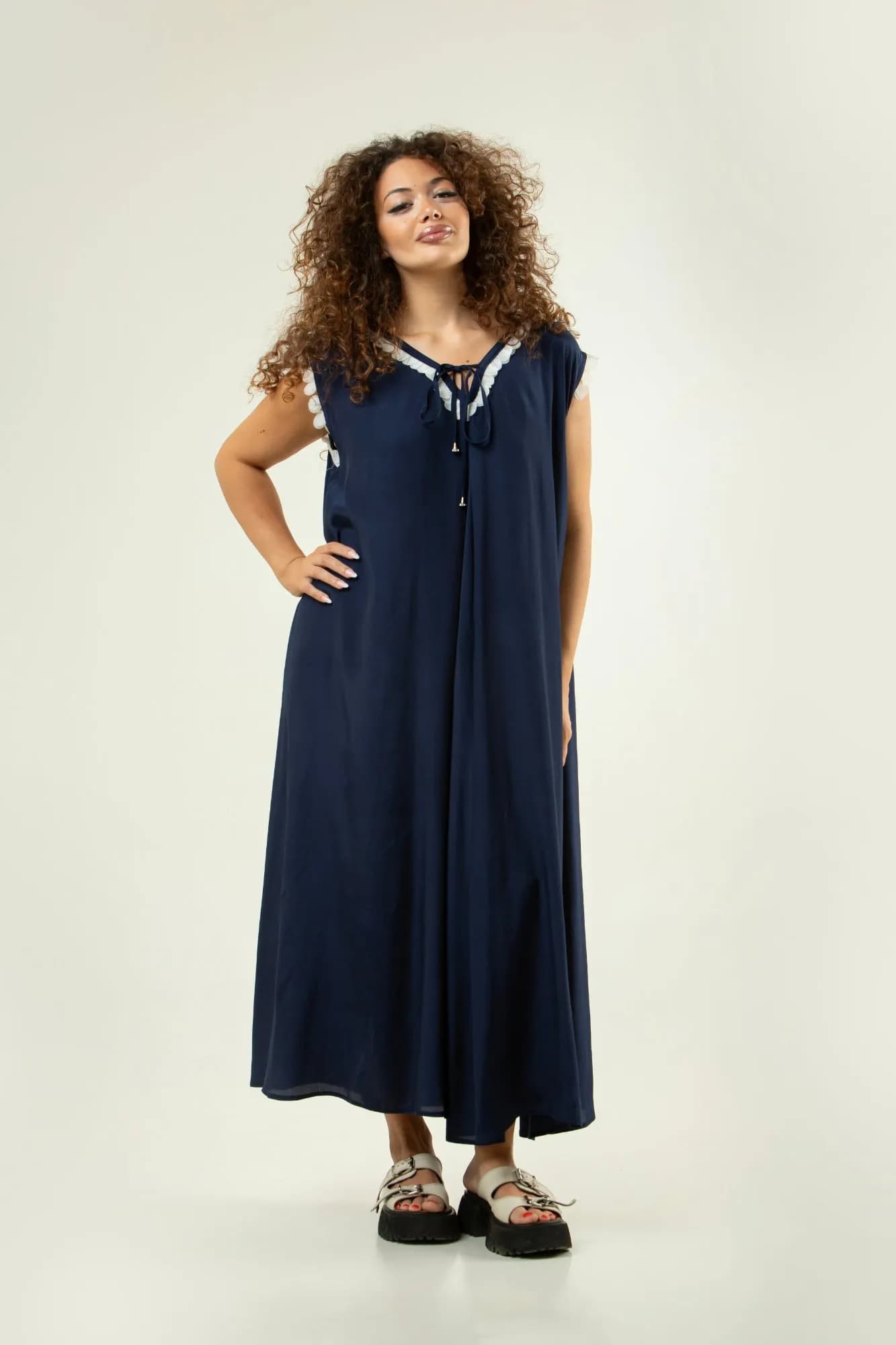Navy Blue With White Trim Dress 2