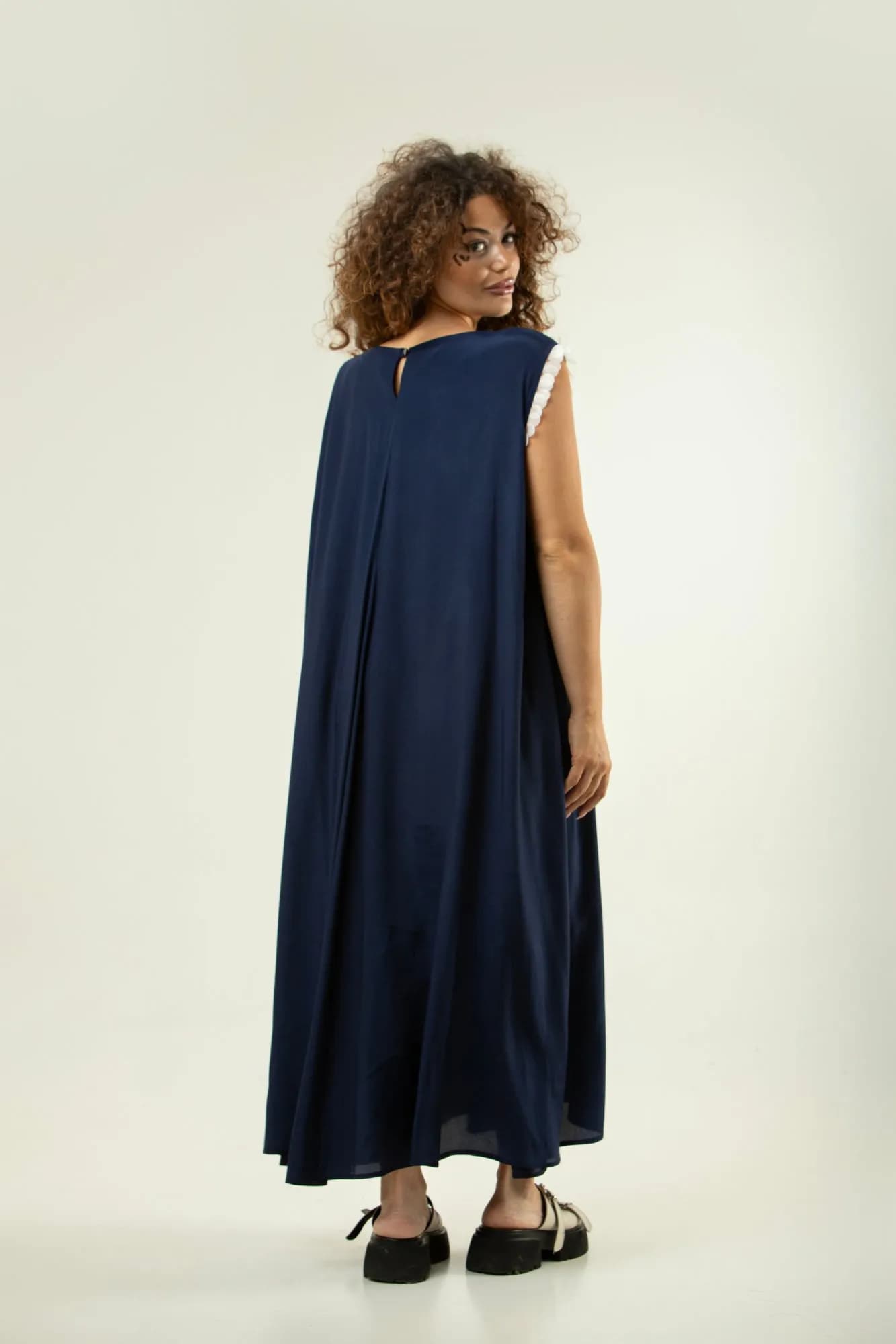 Navy Blue With White Trim Dress 4
